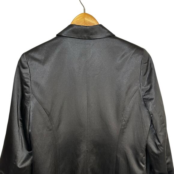 Hinge Nordstrom Silk Blend Satin Tuxedo Blazer 1 Button Roll Tab Black Medium - Picture 7 of 12